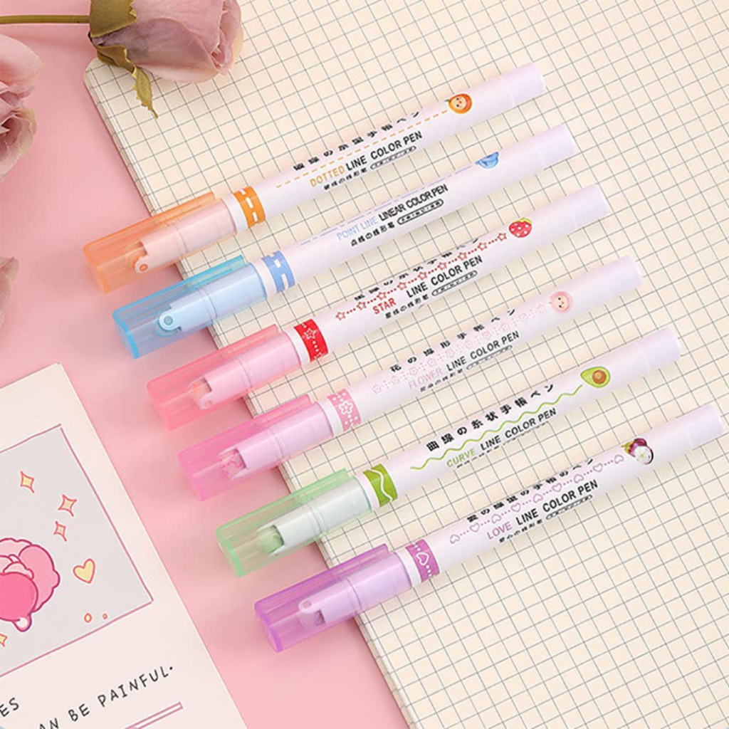 Stylo surligneur de courbe 6 pièces