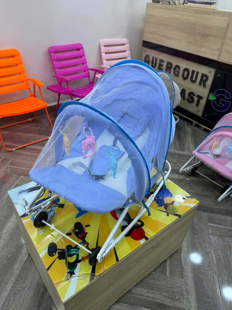 Transat Bébé à Bascule 3-en-1 avec Roues et Moustiquaire