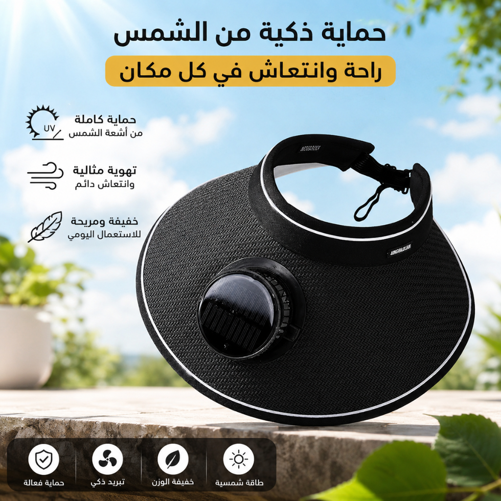 Visière Solaire avec Ventilateur Intégré Rechargeable