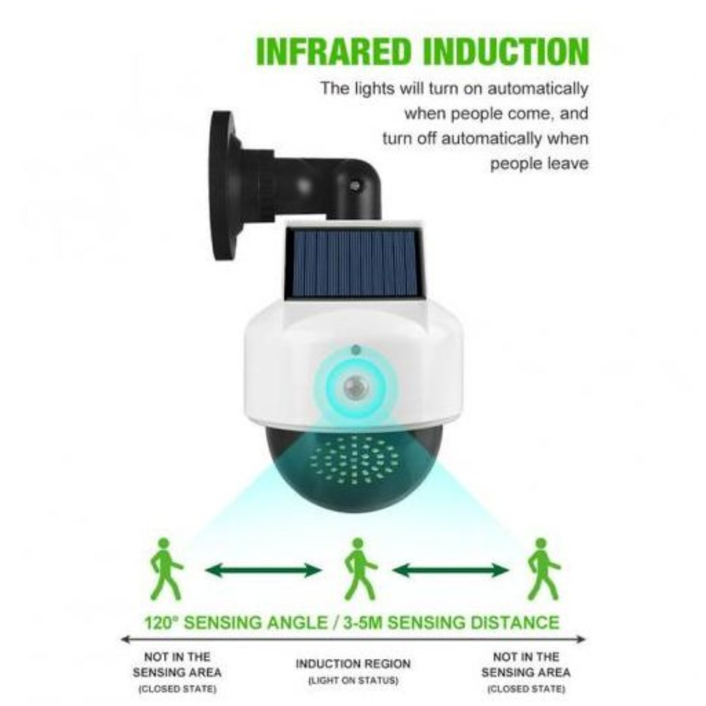 Caméra de surveillance factice à énergie solaire