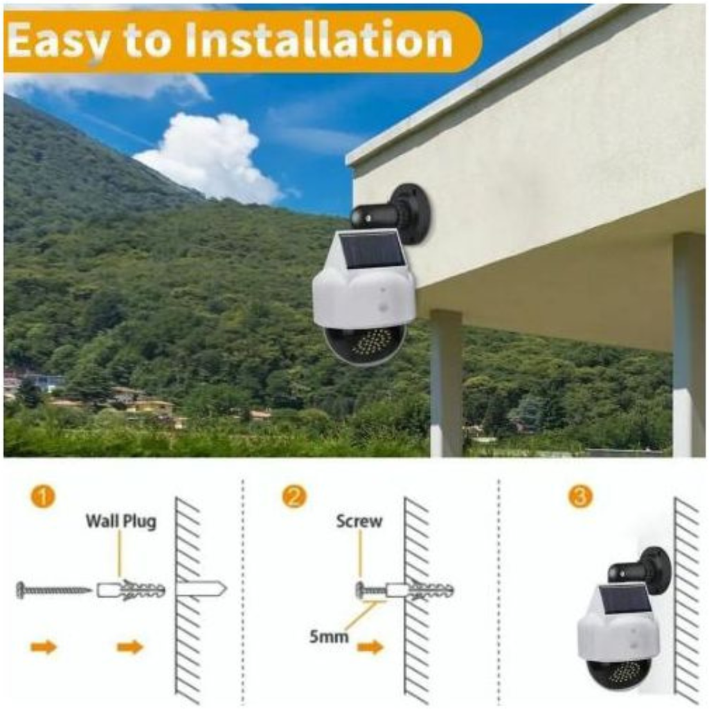 Caméra de surveillance factice à énergie solaire