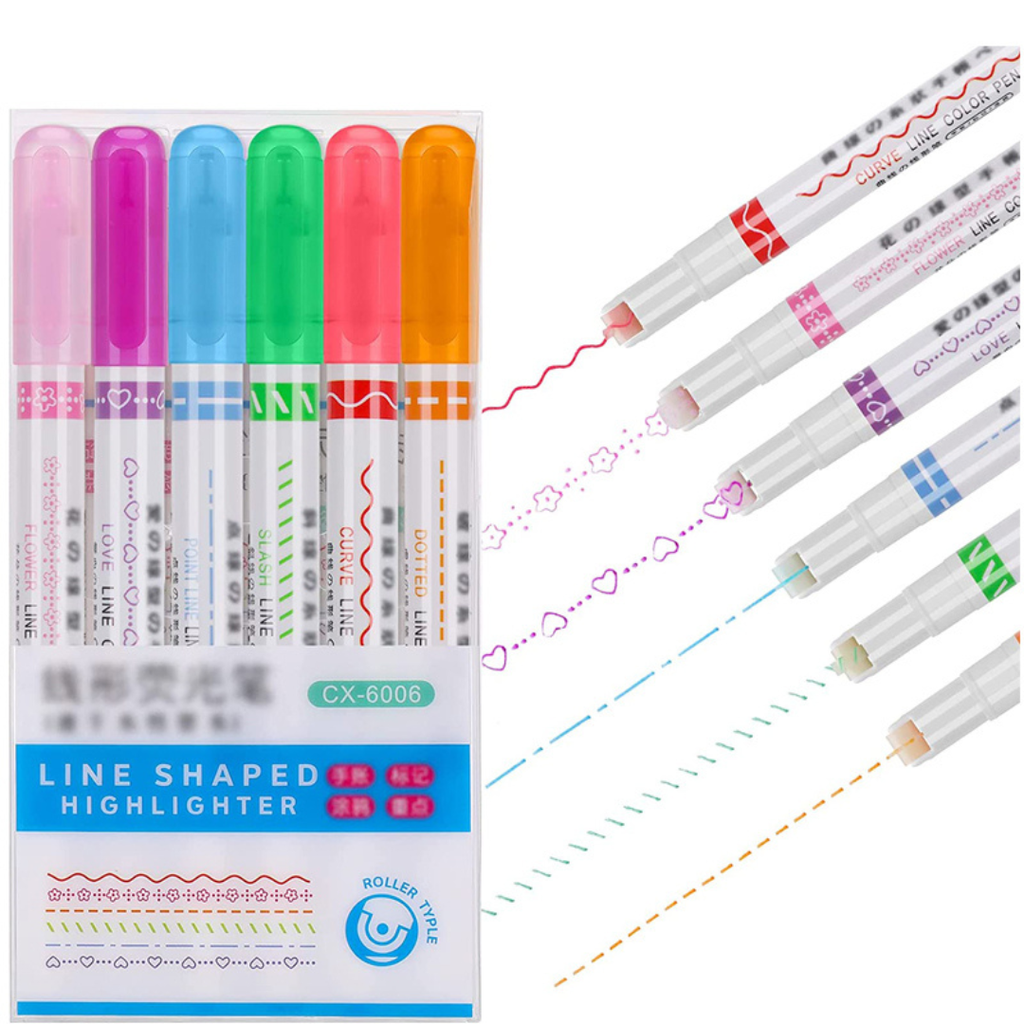 Stylo surligneur de courbe 6 pièces