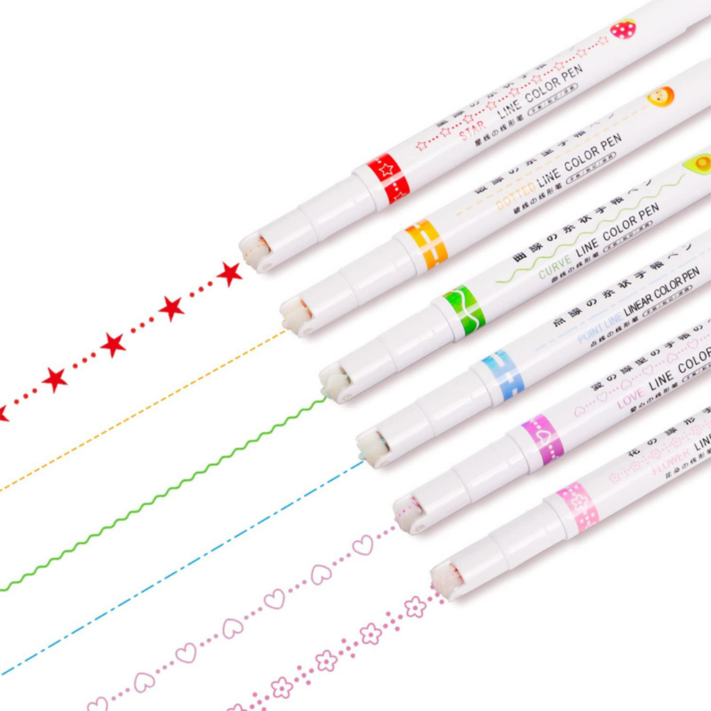 Stylo surligneur de courbe 6 pièces