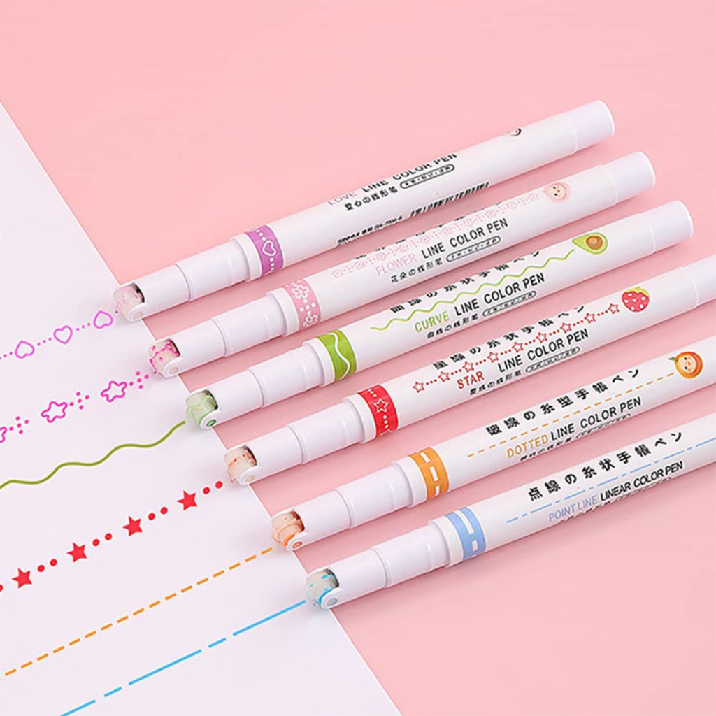 Stylo surligneur de courbe 6 pièces