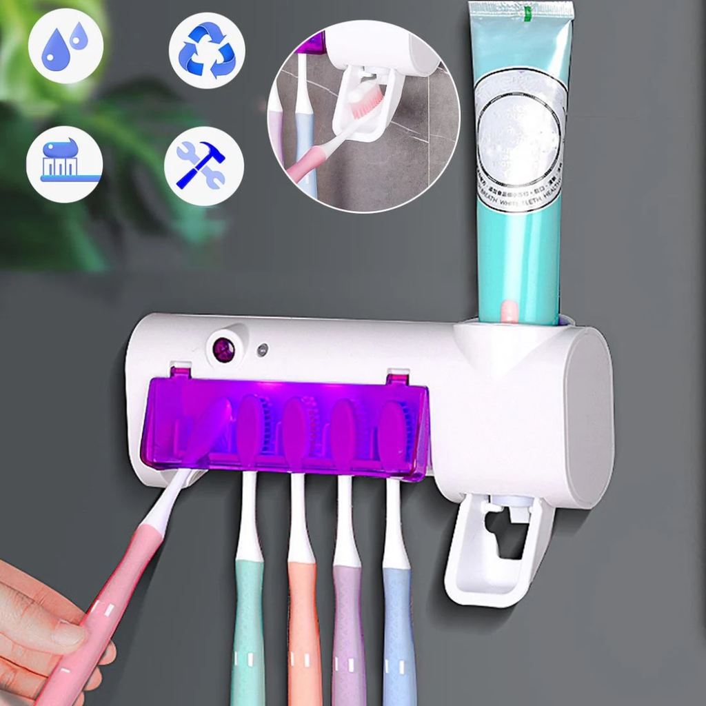 Distributeur Dentifrice Automatique + Porte Brosses A Dents
