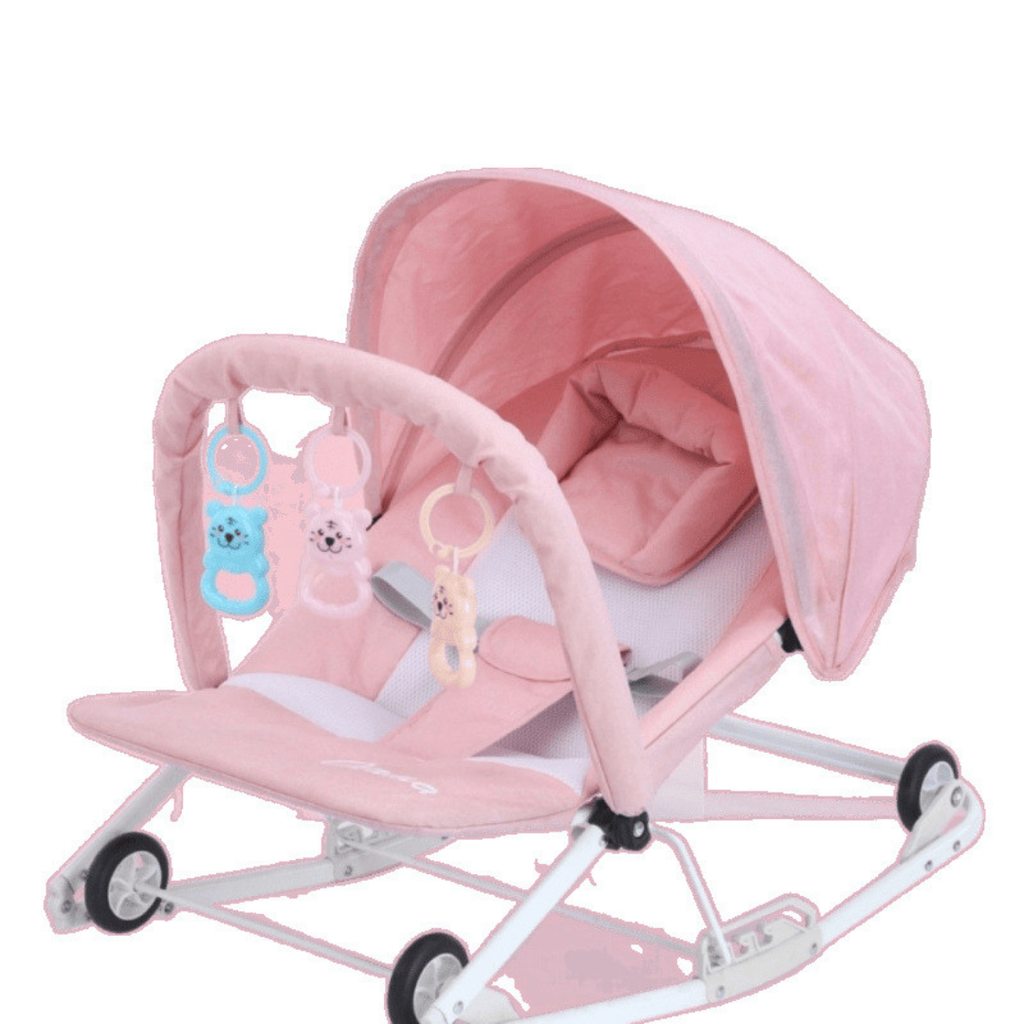 Transat Bébé à Bascule 3-en-1 avec Roues et Moustiquaire