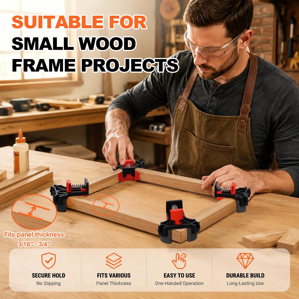 Serre-joint d'Angle 90° – Lot de 4 Pièces