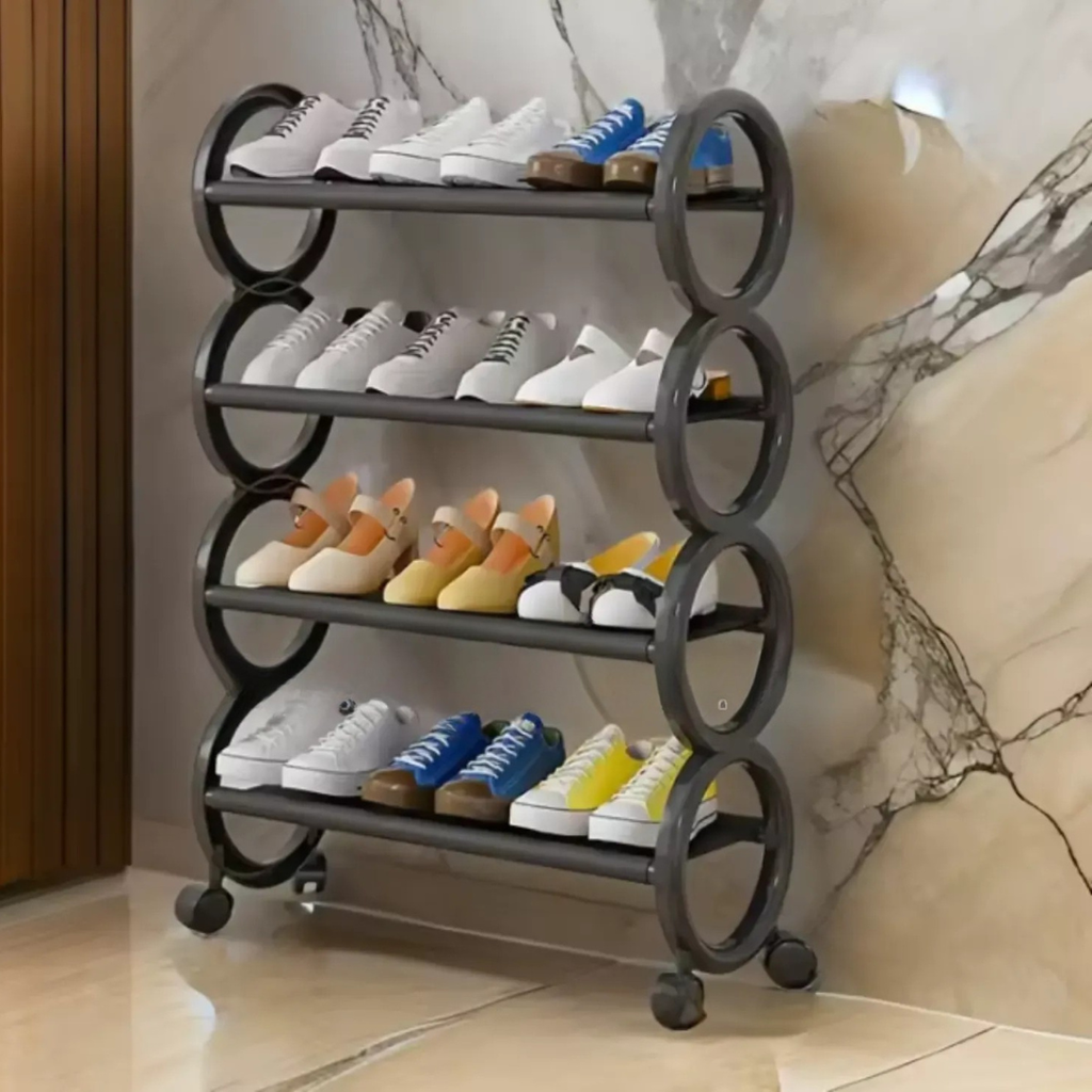 Rangement à chaussures élégant à 4 niveaux NOIR